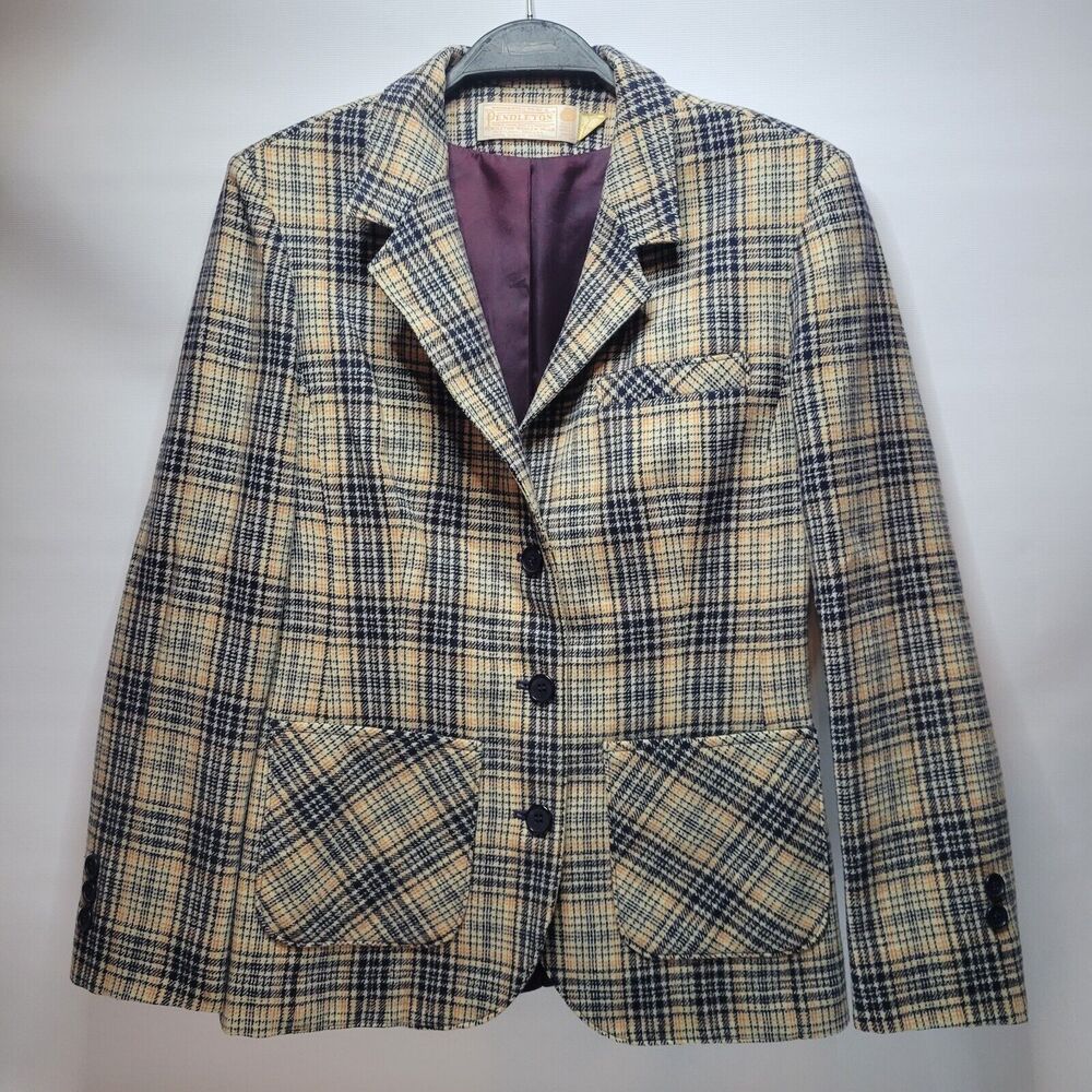 Vintage Pendleton Plaid Blazer Jacket Women's Woo… - image 1